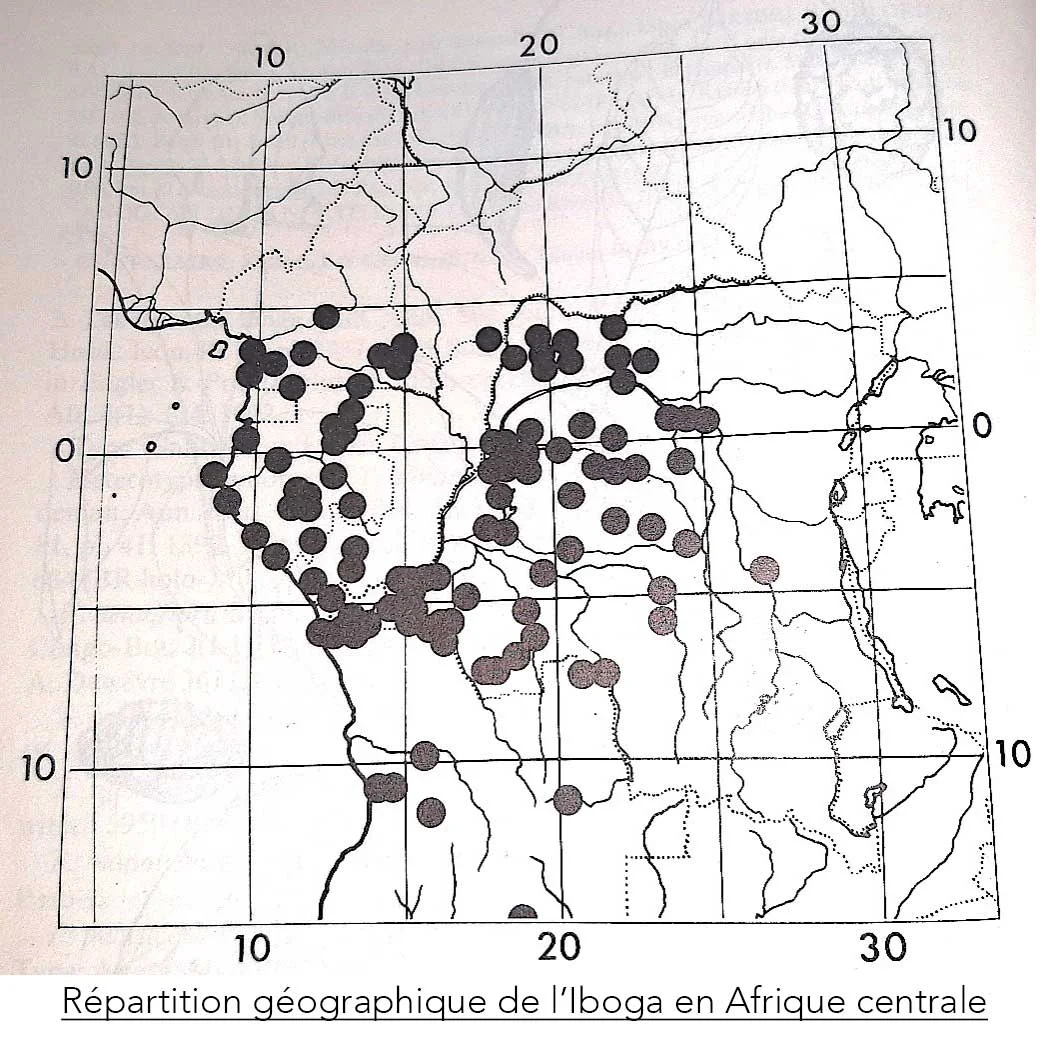 Carte: Répartition géographique de l'Iboga en Afrique centrale